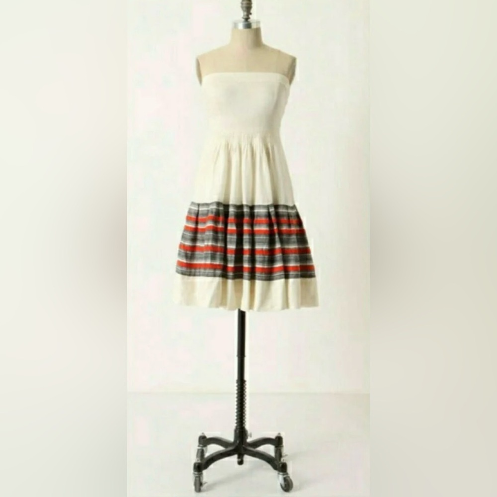 Anthropologie White Strapless "Around the World Dress" by Floreat, Size 8 $168